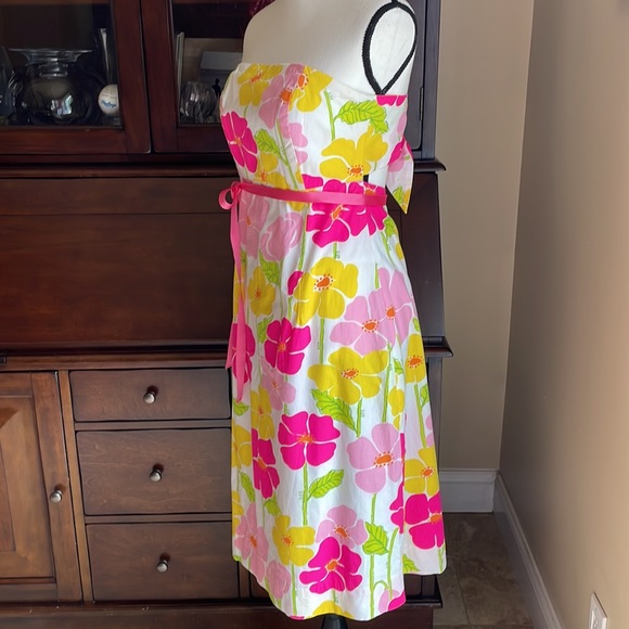 Lilly Pulitzer Sabrina Floral Strapless Tie Back Tropical Dress 4 - Picture 8 of 9